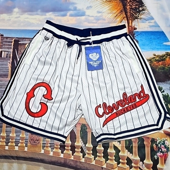 Cleveland Buckeyes Negro League Pinstripe Shorts Size Medium - Picture 1 of 10